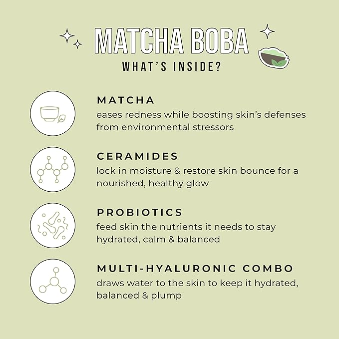 Avatara Matcha Boba Hydrogel Mask, Facial Masks Skincare Essential, 2-Piece Cooling & Hydrating Skin Care Mask with Multi-Hyaluronic Combo & Ceramides, 30 g, 1-Pack