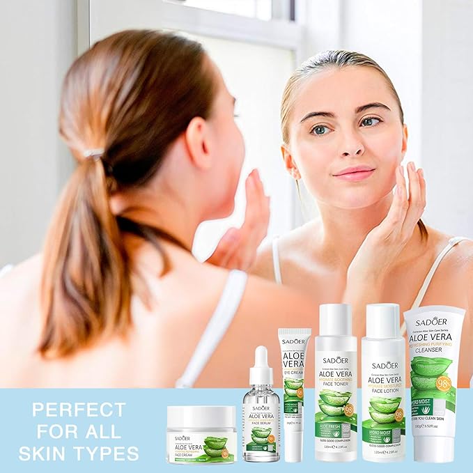 Aloe Vera Daily Skin Care Gift Box Set Daily Moisturizing & Nourishing Fresh Orange Essence Skin Care Set Vitamin Essence Six-piece Set For Valentine's Day And Festival Gift