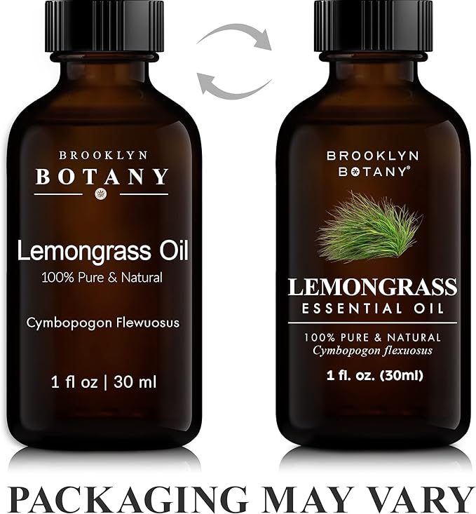 Brooklyn Botany Lemongrass Essential Oil – 100% Pure and Natural – Premium Grade Oil with Dropper - for Aromatherapy and Diffuser - 1 Fl Oz