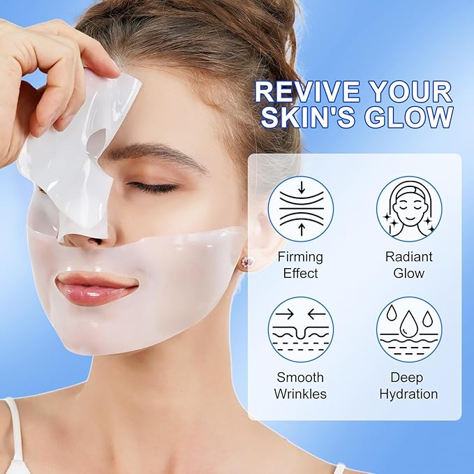 Collagen Face Mask 6PACK, Deep Hydrating Face Mask, Anti Wrinkle Facial Mask, Collagen Face Mask for Skincare, Elasticity Enhancing, Firming, Moisturizing, Overnight Face Mask for All Skin Types