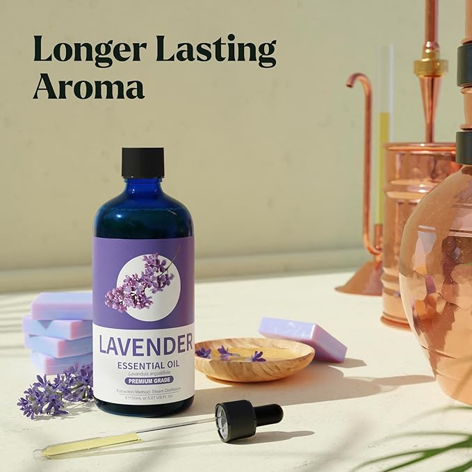 Lavender Essential Oil - Pure Essential Oils for Diffusers, Humidifiers, Aromatherapy, Cars, Yoga, Home Essentials, Office - Relaxing Fragrance Scents for Soap and Candle Making (150mL)