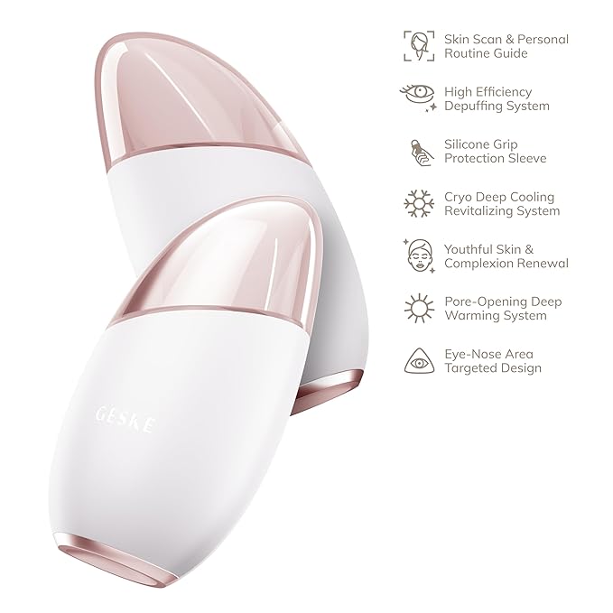 SmartAppGuided™ Cool & Warm Eye & Face Massager | 7 in 1 | Multi Massager | Face & Neck | Battery-free Cooling & Warming | Firms, Relaxes & De-Puffs Skin | Eye-Nose Area Targeted Design