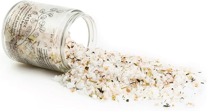 Hemlock Park Detox Essential Oil Bath Soak | Naturally Soothing Mineral Sea Salt and Botanicals | 10.5 oz Jar | Eucalyptus & Ginseng