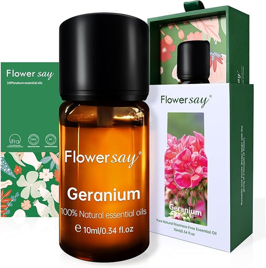 Geranium Essential Oil 0.34Oz - 100% Pure Natural MAX Undiluted Premium Therapeutic Grade Essential Oils for Diffuser/Skin Care/Massage/Hair/Toenails