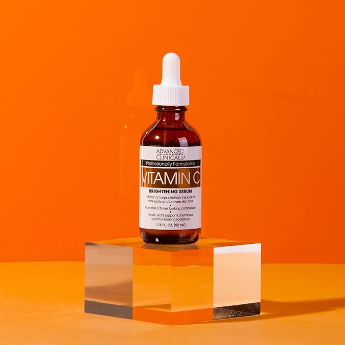 Advanced Clinicals Brightening Vitamin C Serum For Face With Glycolic Acid + Lactic Acid | Vitamin C Eye Serum Face Moisturizer For Improving Look Of Dark Spots & Uneven Complexion, 2-Pack