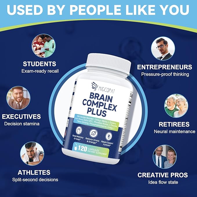 Hair Skin and Nails Vitamins & Brain Supplements for Memory & Focus