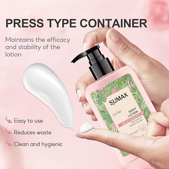 Sumax Body Moisturizer Lotion Natural Formula Fast Absorption Nourishing & Moisturizing Body Lotion Prevent & Repair Dry Skin for Women and Men