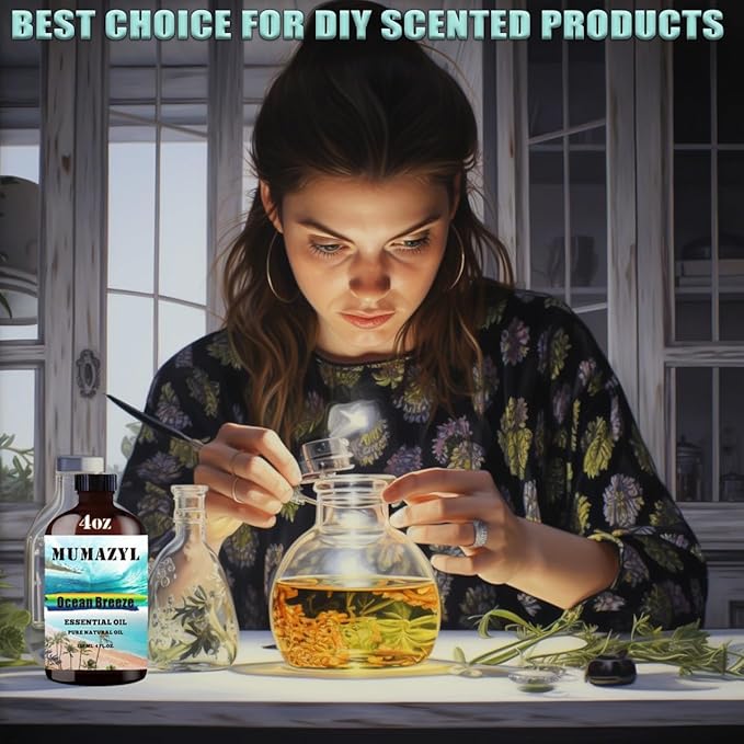 Ocean Breeze Essential Oil, Ocean Breeze Oil 4 Fl Oz 120ML for Diffuser Humidifier Yoga Cleaning DIY Candle Soap Making Fragrance Oils
