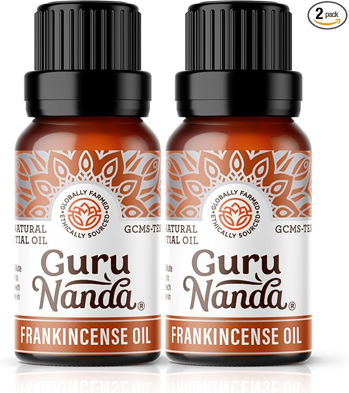 GuruNanda Frankincense Essential Oil (2x0.5 Fl oz), 100% Pure, Natural, Undiluted Aromatherapy Oil for Diffusers, Supports Join Health & Radiant Skin