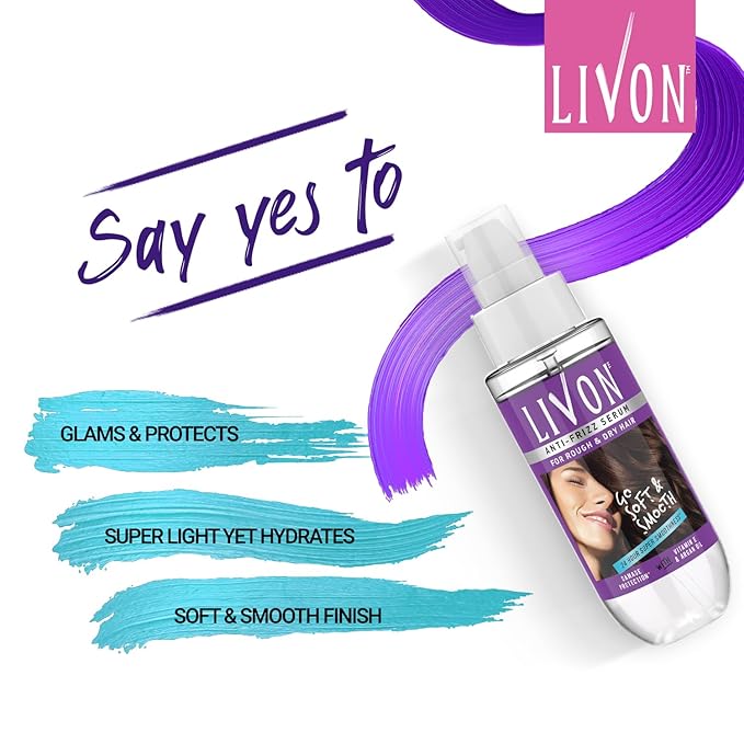 Livon Anti Frizz Serum with Vitamin E & Argan Oil| For Women & Men|For Dry & Rough Hair| 24 hour Frizz Free Smoothness | 3.3 Fl.oz.