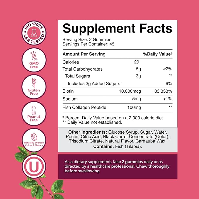 Natures Craft Bundle of Hair Skin and Nails Gummies for Women Extra Strength Biotin 90ct and Collagen Gummies and Chewable Vitamin C Gummies for Adults - Halal Vitamin C Immune Support Gummies