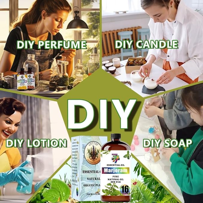 Marjoram Essential Oil(16oz / 480ml) - Marjoram Oils Used in diffusers, humidifiers, Home Baths, Cleaning Products, Yoga, DIY Soaps and DIY Scented Candles