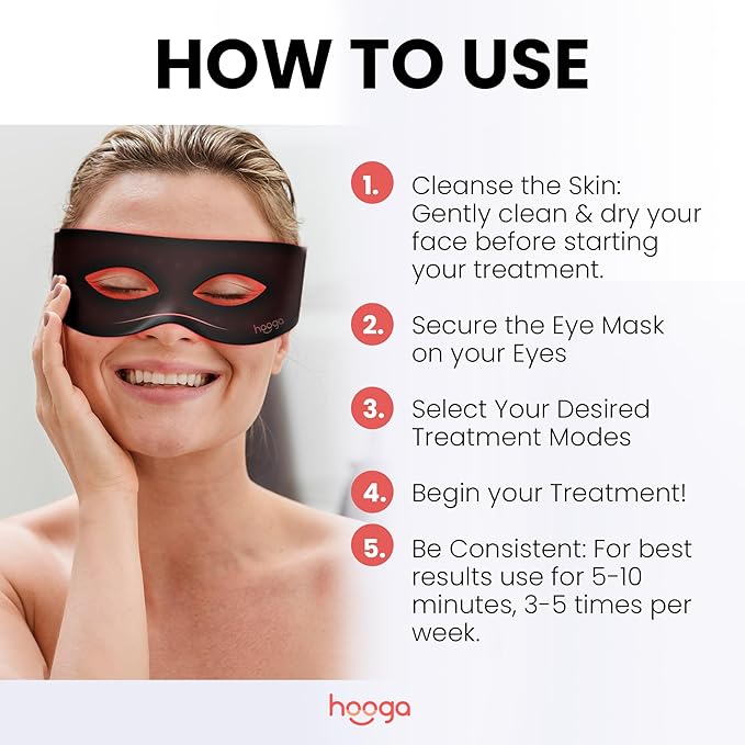 Red Light Therapy Eye Mask with 660nm & 850nm Dual-Chip LEDs, Adjustable Strap, Rechargeable 3000mAh Battery, Remote Control with Multiple Settings, Soft Silicone for Anti-Aging, Wrinkle Reduction