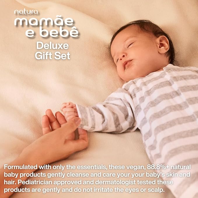 natura - Mamãe e Bebê Deluxe Gift Set - Baby Moisturizer, Cologne & Liquid Soap - 100% Vegan - Natural Origin - All Skin Types - Cruelty Free - Brazilian Beauty - Baby Essentials (3 Baby Products)