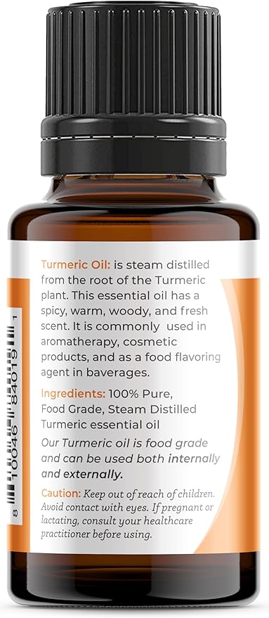 Viva Doria Turmeric Essential Oil, 100% Pure, Natural Turmeric Essential Oil, Undiluted, for Aromatherapy | Food Grade, 15 mL (0.5 Fluid Ounce)