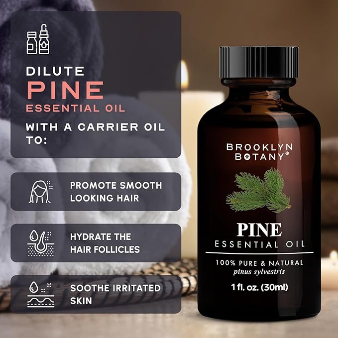 Brooklyn Botany Pine Essential Oil – 100% Pure and Natural – Premium Grade Oil with Dropper - for Aromatherapy and Diffuser - 1 Fl Oz