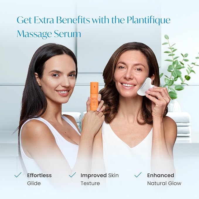 PLANTIFIQUE Stainless Steel Gua Sha | Facial Tool | Skin Massage for Face Body Eyes Neck Heart Style with Travel Pouch | Skin Care Gift