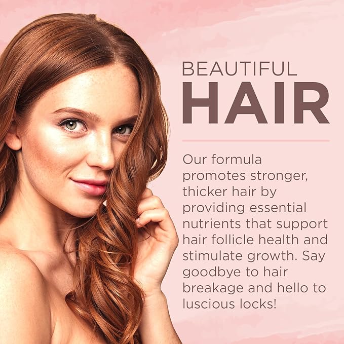 Hair Skin and Nails Vitamins – 5000mcg Biotin with Vitamin C, E, Collagen, Hyaluronic Acid, Argan & Coconut Oil – Luscious Hair Growth & Radiant Skin Supplement for Women – 60 Softgels