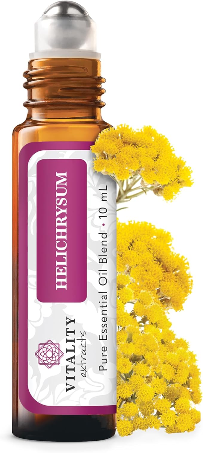 Vitality Extracts Helichrysum Essential Oil - 10ml Roll-On, Helichrysum Gymnocephalum, Coconut Oil, Skin Care, Happy, Stress Relief, Aches Relief