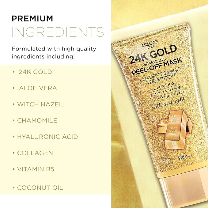 Azure Sparkling Peel-Off Masks Bundle - Rose Gold Hydrating Peel-Off Mask - 24K Gold Firming Peel-Off Mask - Charcoal & Pearl Anti Aging Peel-Off Mask - Each (150mL / 5.07 fl.oz.)