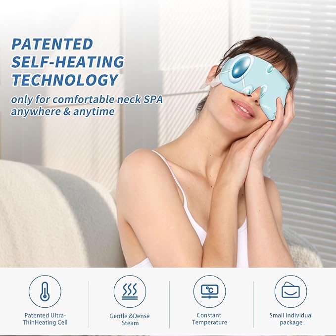 Steam Eye Mask Hyaluronic Acid Formula Self Heating Moist Eye Compress Disposable SPA Warm Eye Mask 5 Packs for Dry Eye, Eye Fatigue, Soothing Headache Travel Trouble Sleeping