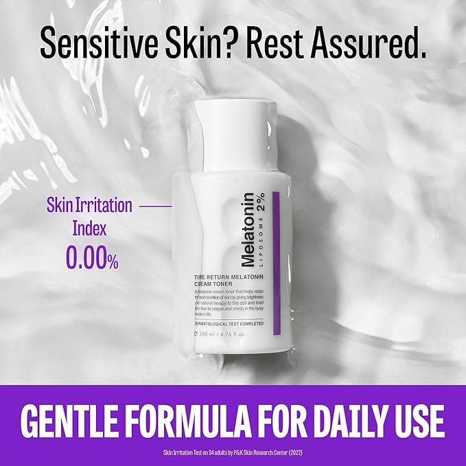 Time Return Melatonin Cream Toner | Moisturizing Facial Toner for Sensitive Skin | Clarifying & Calming Toner for Face | Hydrating Toner for Face | Toner Cream Skin Toner 6.76 fl oz