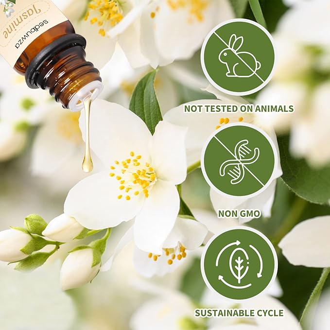 Sedbuwza Jasmine Honeysuckle Essential Oil Set, Jasmine Fragrance Oil Honeysuckle Scent Oil Set for Diffuser, Aromatherapy, Massage, Soap, Candle Making 2 x 10 ml