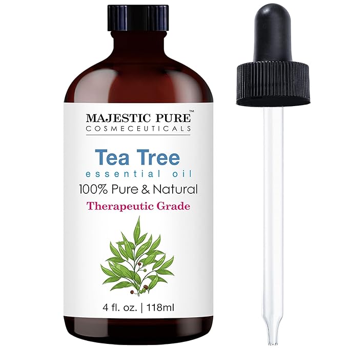 MAJESTIC PURE Tea Tree Essential Oil | 100% Pure and Natural Oil | Premium Grade Essential Oils for Hair Care, Home Diffusers, Skin, Aromatherapy, Massage and Humidifiers | 4 Fl Oz (Pack of 2)