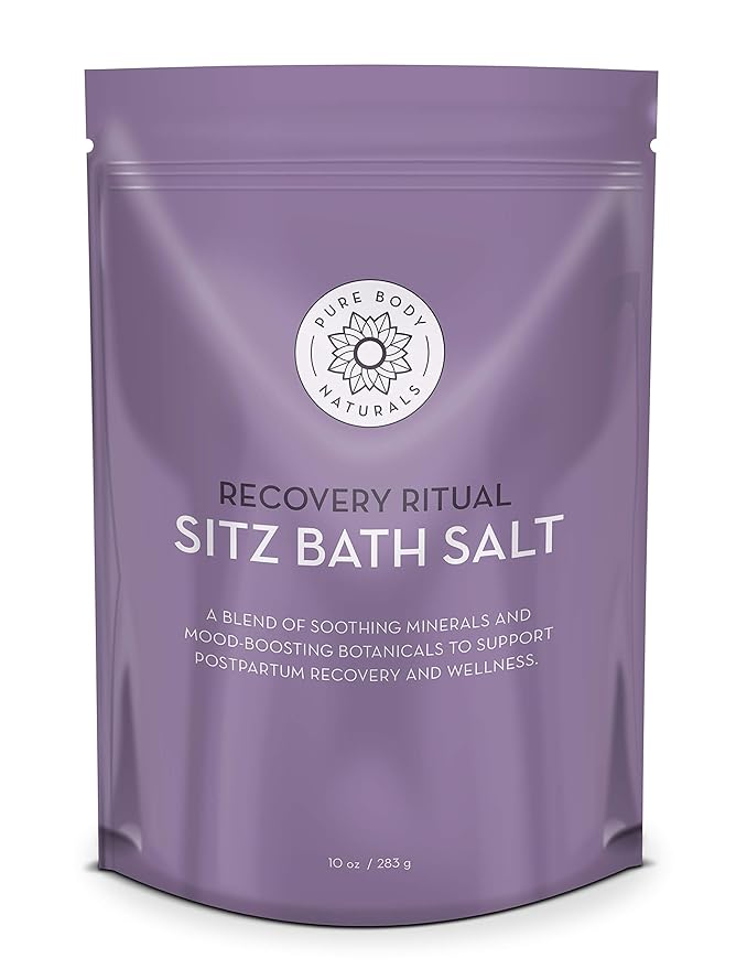 Pure Body Naturals Sitz Bath Salt – Postpartum Care and Hemorrhoid Treatment – Natural Soak for Self Care and Hemmoroid Treatment - Post Partum Essentials, 10 Oz