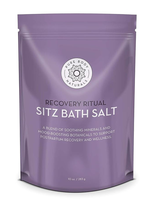 Pure Body Naturals Sitz Bath Salt – Postpartum Care and Hemorrhoid Treatment – Natural Soak for Self Care and Hemmoroid Treatment - Post Partum Essentials, 10 Oz