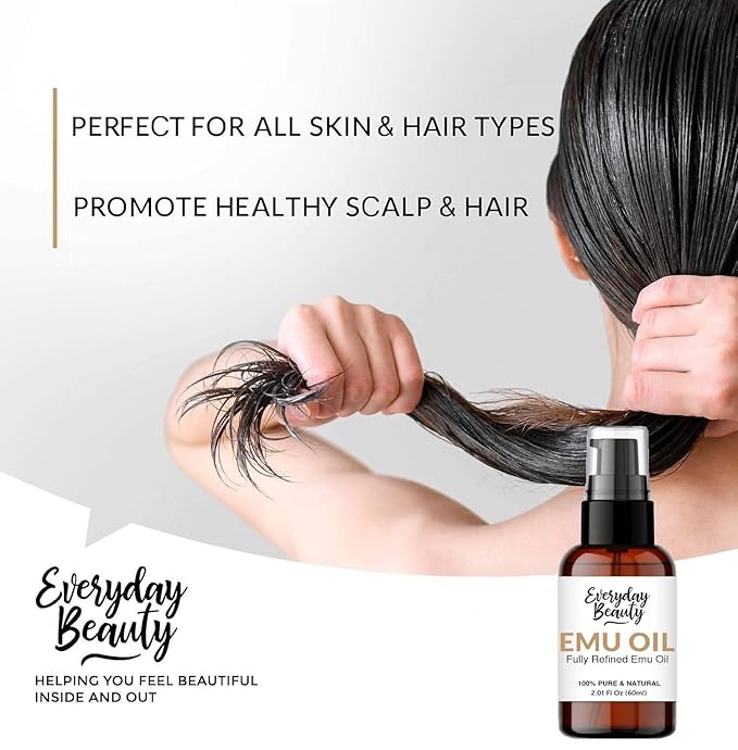 Pure Australian Emu Oil - All Natural 6X Refined for Face, Skin and Hair - Highly Effective Hydration for Sensitive Skin & Hair Growth - Perfect for Scars & Blemishes - 2.01 Fl Oz With Pump Top