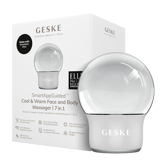 SmartAppGuided™ Cool & Warm Face & Body Massager | 7 in 1 | Multifunctional Massager | Face & Body | Battery-free Cooling & Warming | Firms, Relaxes & De-Puffs Skin | Globular Design