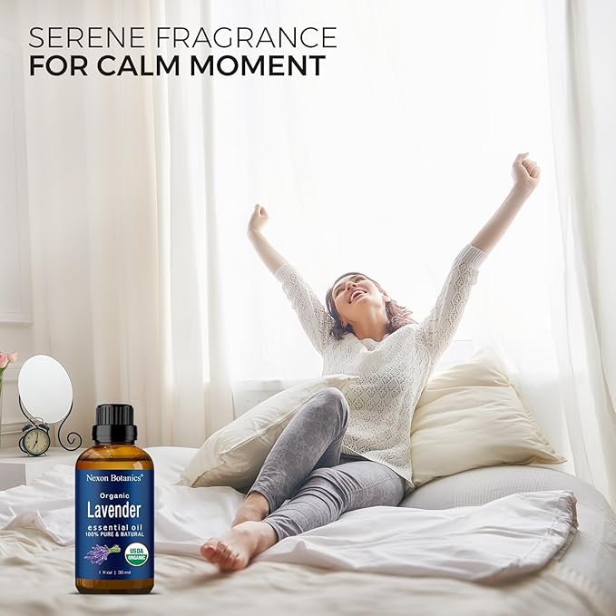 Organic Lavender Essential Oil 30 ml - Pure Natural Oils for Diffuser, Aromatherapy, Skin & Hair Care, Sleep Support - Aceite De Lavanda Orgánico - Nexon Botanics