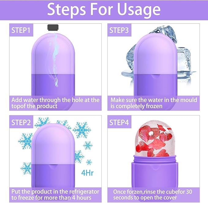 Ice Facial Roller Ice Massage Cup for Face Eye Cold Massage (Purple)