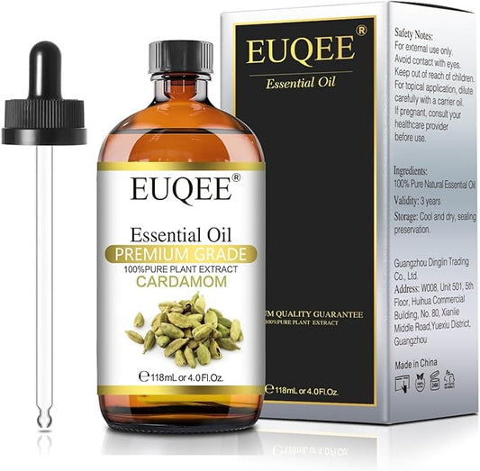 Cardamon Essential Oil 118 ml Large Bottle Premium Cardamon Oil with Glass Dropper, Great for Diffusers, Candle & Soap Making-4oz