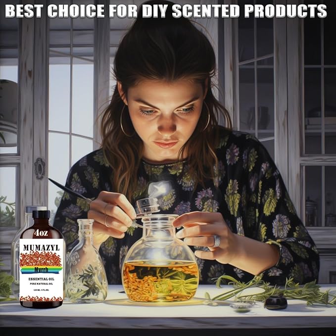 Myrrh Essential Oil, Myrrh Oil 4 Fl Oz 120ML for Diffuser Humidifier Yoga Cleaning DIY Candle Soap Making Essential Oils