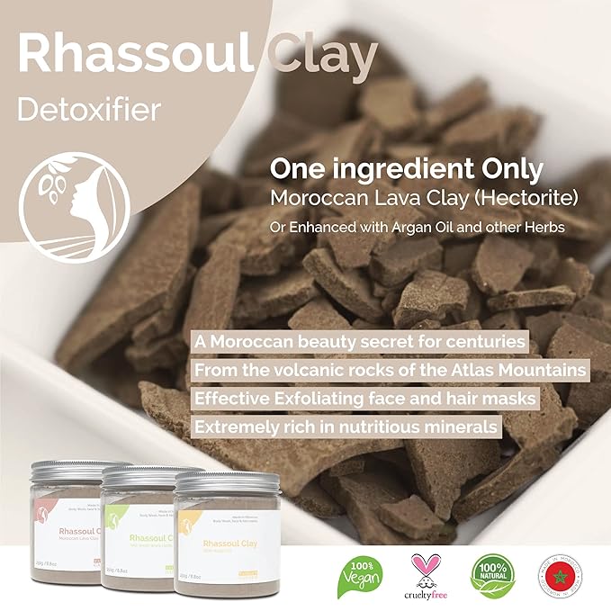 Fatima's Garden Rhassoul Clay - Natural Detox Clay for Skin & Hair, 150g