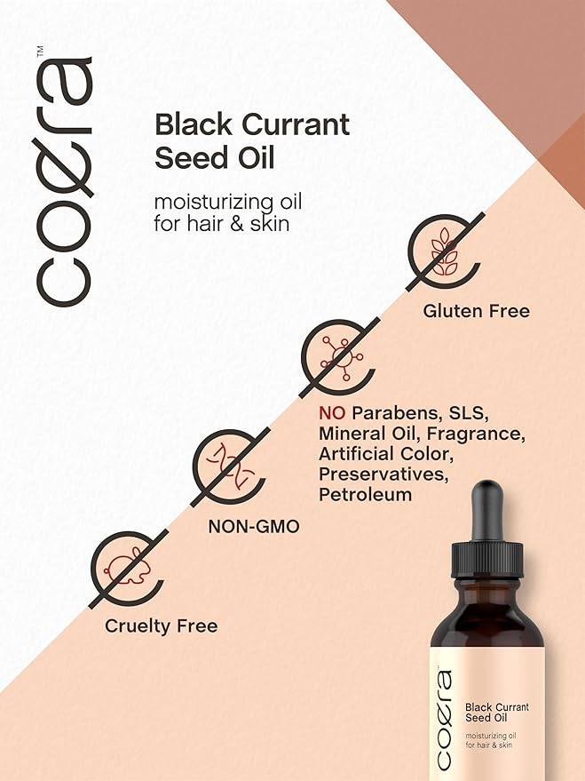 Coera Black Currant Seed Oil | 2 fl oz | Moisturizing Oil for Hair and Skin | Free of Parabens, SLS, & Fragrances