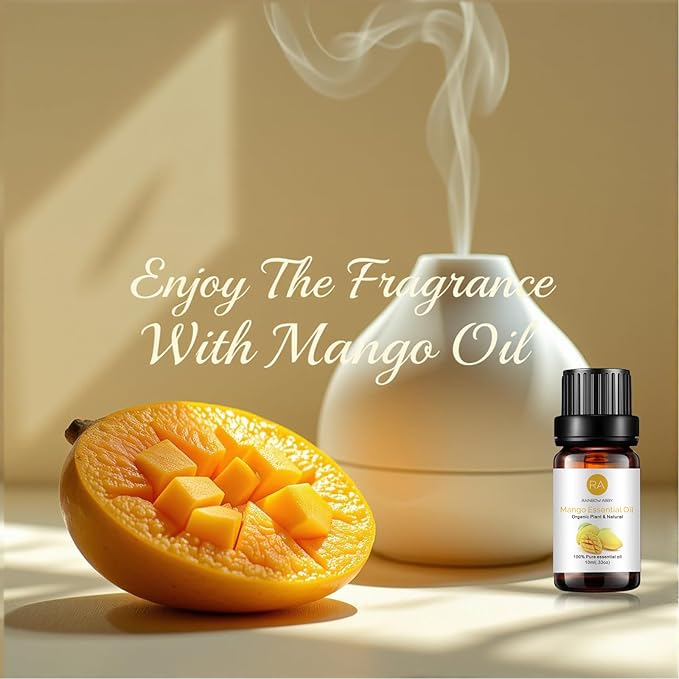 Mango Essential Oil, 100% Pure Organic Natural Aromatherapy Mango Oil for Diffuser, Massage, Yoga, Meditation, Bath, Skin Care (10ml)