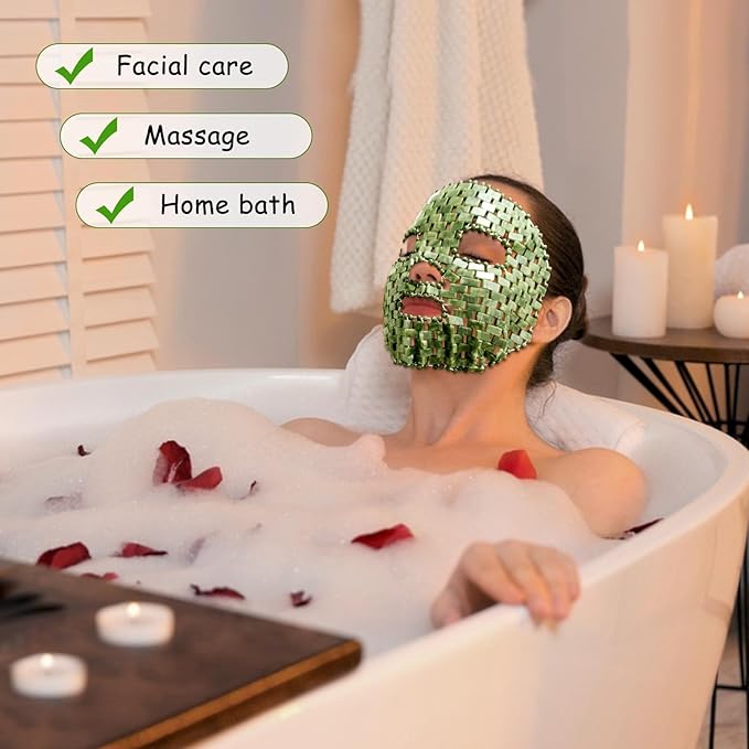 gemshan Jade Mask,100% Natural Stone Facial Mask for SPA Skincare Beauty Tools for Puffy Eyes Dark Circles