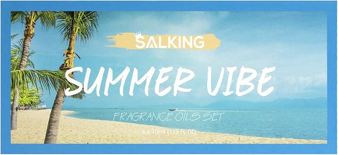 SALKING Summer Fragrance Oils Set, Premium Essential Oils Gift Set for Diffuser, Scented Oil for Soap & Candle Making - Ocean Breeze, Mojito, Coconut, Pineapple, Watermelon, Vanilla Ice Cream