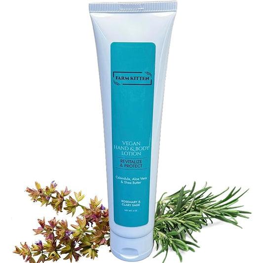 Vegan Hand and Body Lotion infused with Rosemary and Clary Sage essential oils