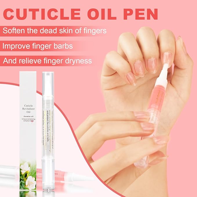 Meschett 3PCS Nail Cuticle Oil Pens with Nail File, Cuticle Oil for Nails from Natural, Nail Oil Cuticle for Cracked and Dry Nail(Pineapple & Peach & Jasmine Flavor)