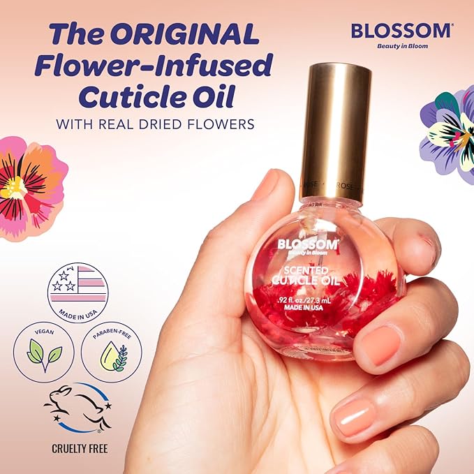 Blossom Cuticle Oil for Nails, Hydrating, Moisturizing, Gourmand Scented Nail Oil Cuticle Care, Infused with Real Flowers, Made in USA, 0.5 fl. oz, Chocolate Truffle