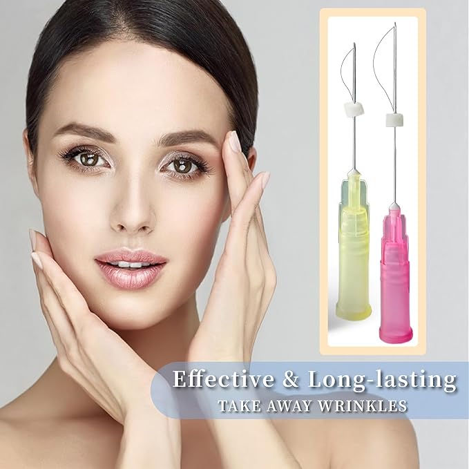 elves PCL Threads for Face Lift Mono Threads 30G38mm Pcl Smooth Threads Sharp Tip PCL Threads Mono 20Pcs Long-Lasting Skin Tightening Smoothing of Wrinkles