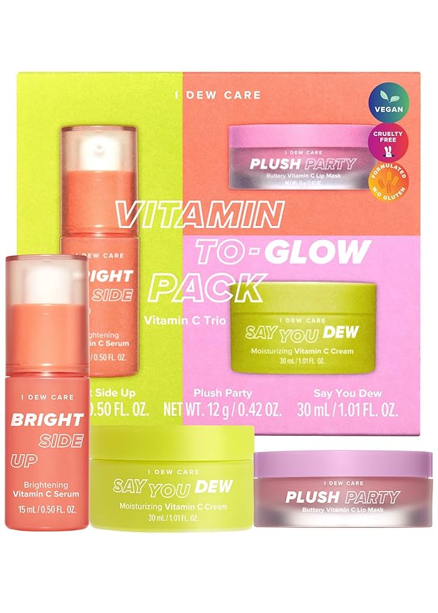 I DEW CARE Hydra Vibes 8-Hyaluronic Acid Moisturizer, 1.69 fl. oz. + Skincare Set - Vitamin To Glow Pack Bundle