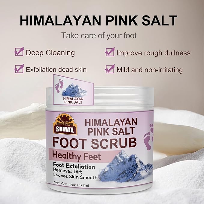 Foot Scrub, Natural For All Body Exfoliation, Dead Skin Remover, Moisturize And Nourish Your Dry Rough Feet, Make Your Feet Smooth And Soft (6 oz, Himalayan Sea Salt)