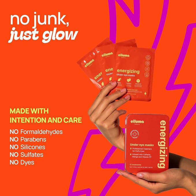 Under Eye Patches 12 Pairs of Themed Hydrogel Eye Gel Pads - For Puffy Eyes and Dark Circles, Under Eye Bags, Wrinkles - Energizing Set with Caffeine