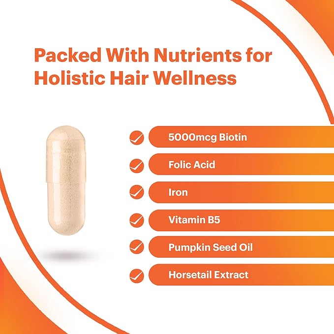 Aviva Advanced Hair Nutrition Hair Growth Vitamins – 120 Capsules Hair Vitamins Dietary Supplement for Thicker, Fuller Hair – Biotin 5000mcg with 18 Essential Oils and Nutrients