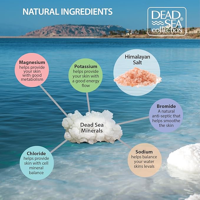 Dead Sea Collection Bath Salts Enriched -Himalayan + Coconut +Cherry Blossom -3 X (Large 34.2 OZ.). Nourishing Essential Body Care for Soothing and Relaxing Your Skin and Muscle